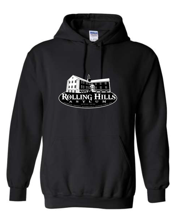 NEW LOGO!  Black & White Building on Hoodie